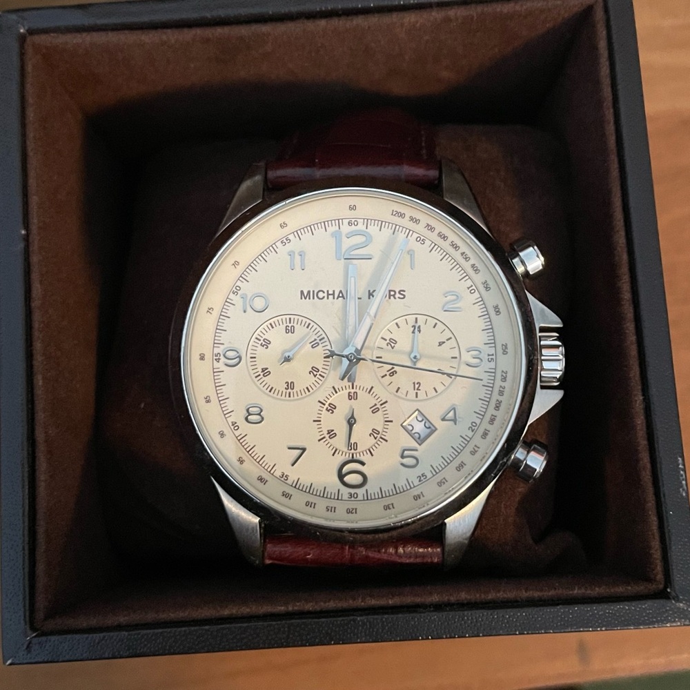 Men’s Michael Kors watch with brown leather band